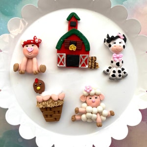 Farm, barn,CHOOSE ONE, barn animals, Bow Clay center, clay charm, Clay bow center, polymer clay center, character clay