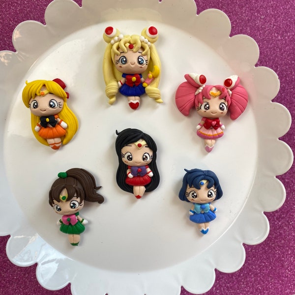 Sailor, moon, Choose One, Bow Clay center, clay charm, Clay bow center, polymer clay center, character clay, sailor moon