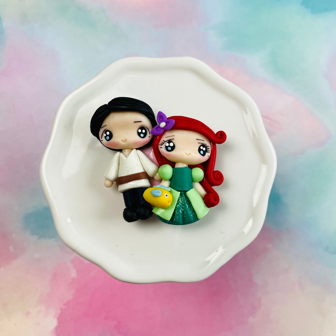Ariel Eric Couple, Mermaid, Bow Clay Center, Clay Charm, Clay Bow ...