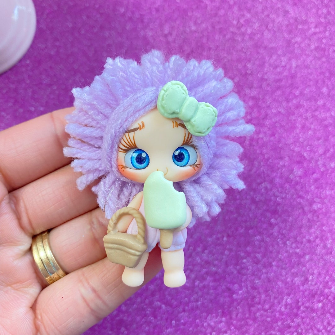 Yarn Hair Doll, Summer, Popsicle, Bow Clay Center, Clay Charm, Clay Bow Center, Polymer Clay