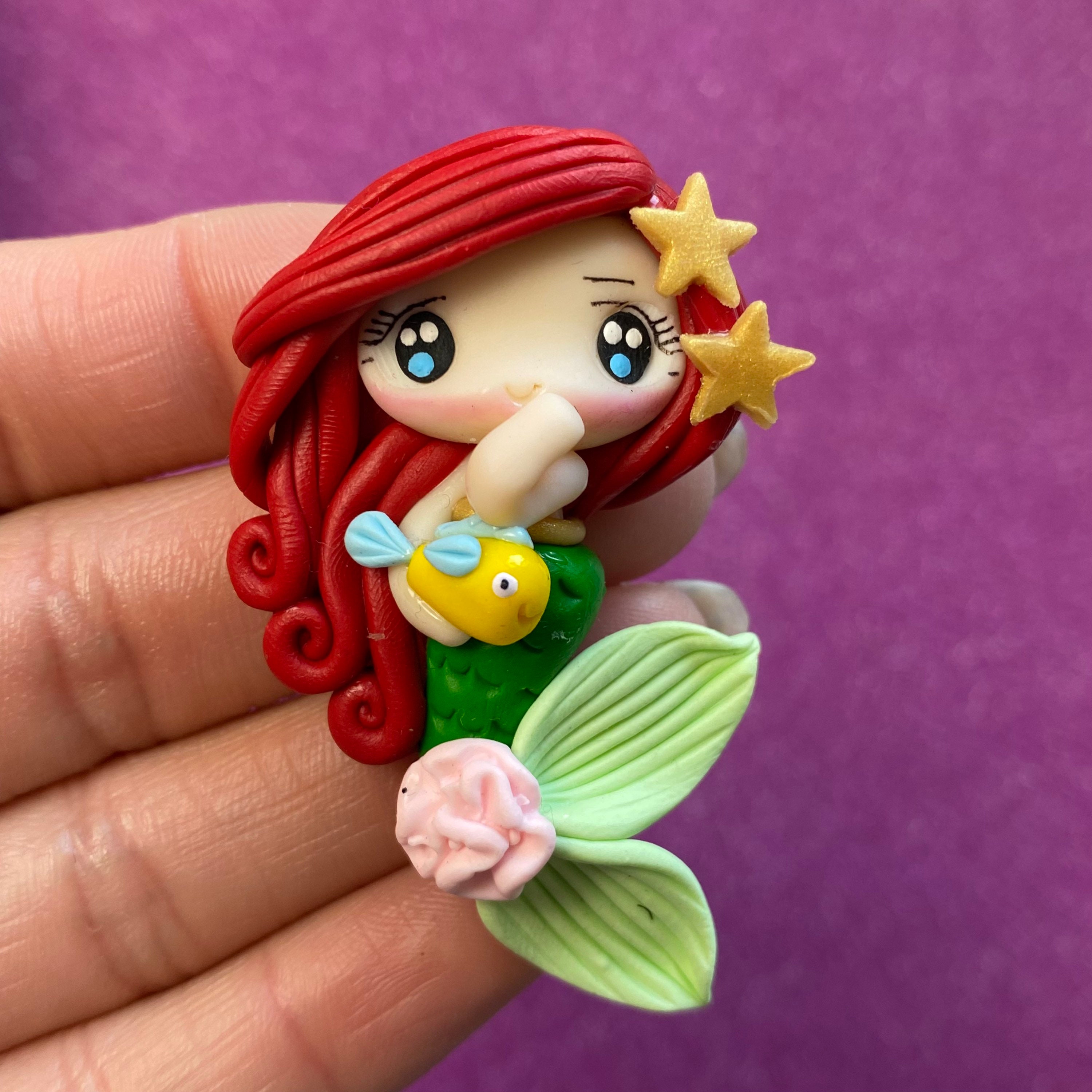 Little Mermaid, Ariel, King Triton, Eric, Bow Clay Center, Clay Charm ...