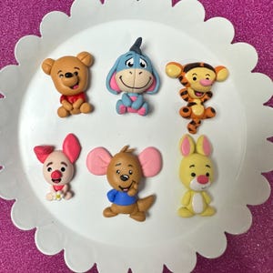 Bear, tigger, pig, Bow Clay center, clay charm, Clay bow center, polymer clay center, character clay, pooh