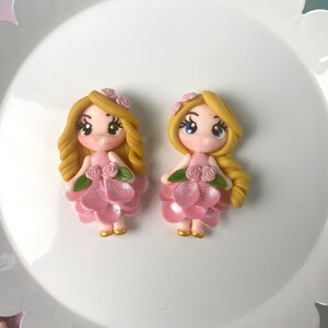 Spring flower, CHOOSE ONE, flower girl, Bow Clay center, clay charm, Clay bow center, polymer clay center, character clay, flower, blonde