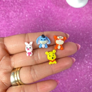 New, TINY, Bear, pig, , Princess, Bow Clay center, clay charm, Clay bow center, polymer clay center, character clay, pooh