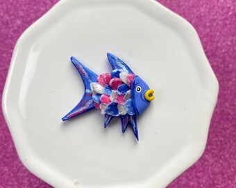 Magic, rainbow, fish, Bow Clay center, clay charm, Clay bow center, polymer clay center, character clay
