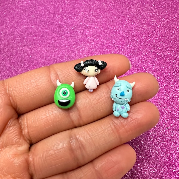 TINY, Monsters, sully, mike, boo, Princess, Bow Clay center, clay charm, Clay bow center, polymer clay center, character clay
