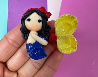 Mermaid, Bow Clay center, clay charm, Clay bow center, princess clay, polymer clay center, character clay, snow white, princess, disney