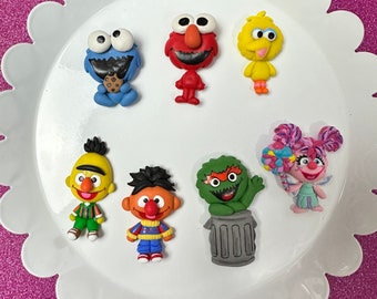 Puppet, CHOOSE ONE, clay charm, Clay bow center, polymer clay center, character clay, elmo, cookie, monster, style E