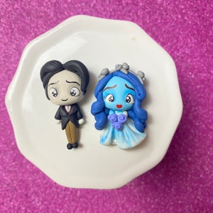 Unalive bride, corpse, bride, Bow Clay center, clay charm, Clay bow center, polymer clay center, character clay