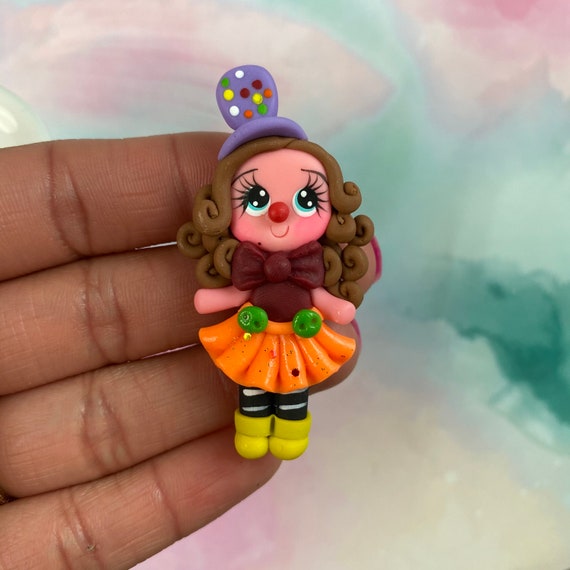Mexican candy, paleta payaso girl, Bow Clay center, clay charm, Clay bow  center, princess clay, polymer clay center