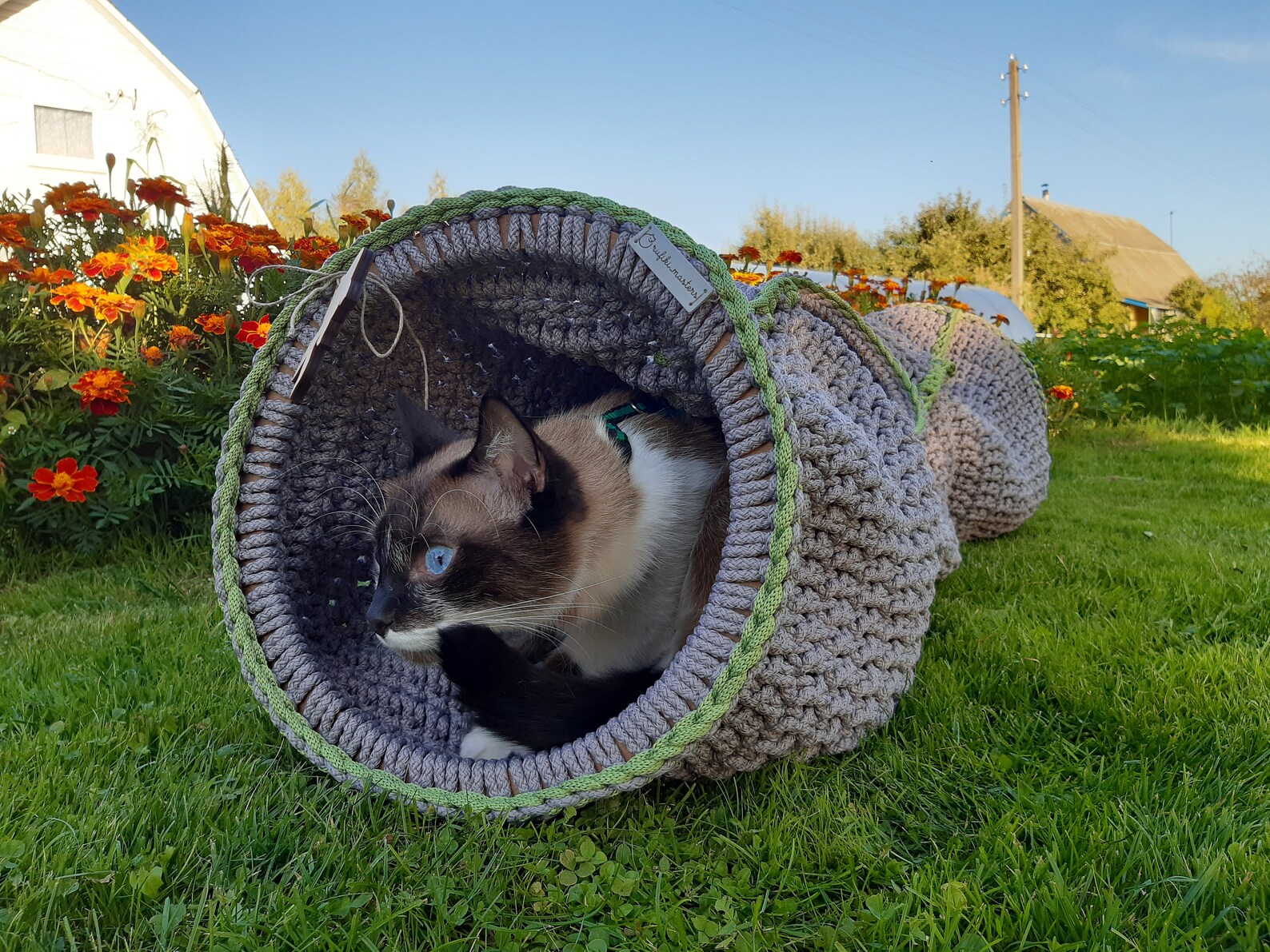 Pattern Crochet cat tunnel PDF tutorial with photo in Eng and Etsy