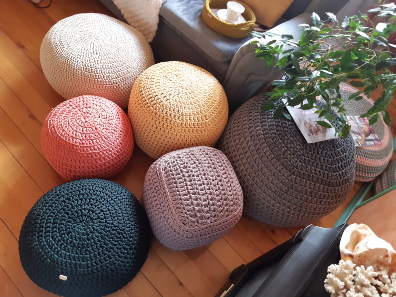 Crochet Pouf Ottoman Pattern PDF With Photo Crochet Home Decor Etsy