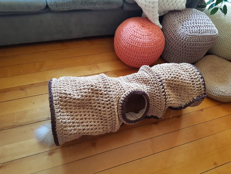 Crocheted pet tunnel Cat cave crochet Cat Dog bed home cocoon Etsy