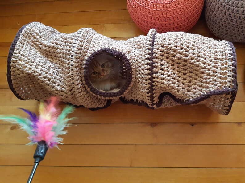 Crocheted pet tunnel Cat cave crochet Cat Dog bed home cocoon Etsy