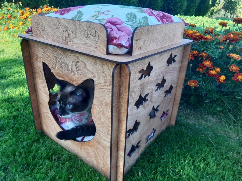 Wood Cat Furniture Modern Cat House Plywood Cat Bed Small Dog Etsy