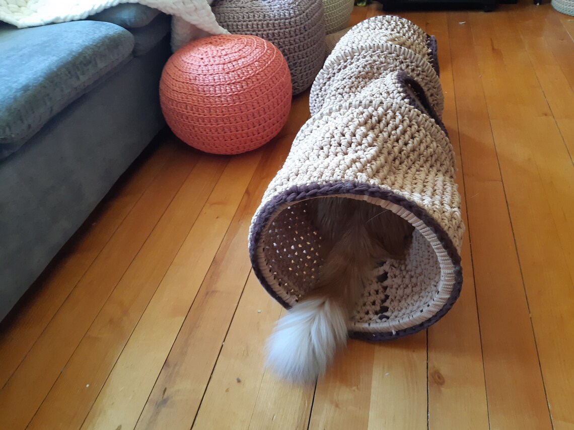 Crocheted pet tunnel Cat cave crochet Cat Dog bed home cocoon Etsy