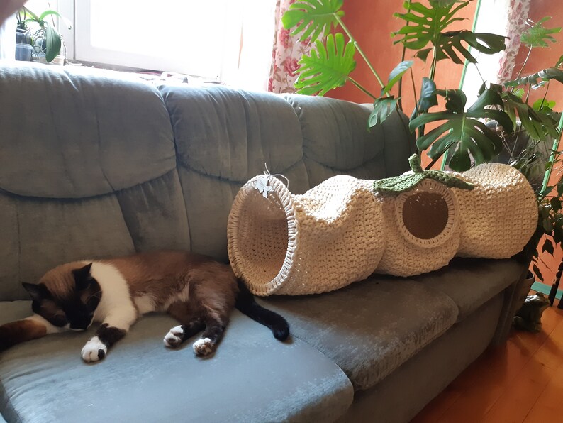 Pattern Crochet cat tunnel PDF tutorial with photo in Eng and Etsy