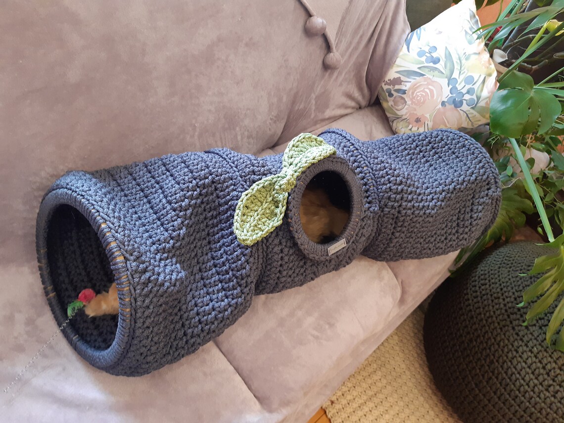 Crochet marengo cat tunnel Ferret tunnel Cat cave Cat bed Etsy