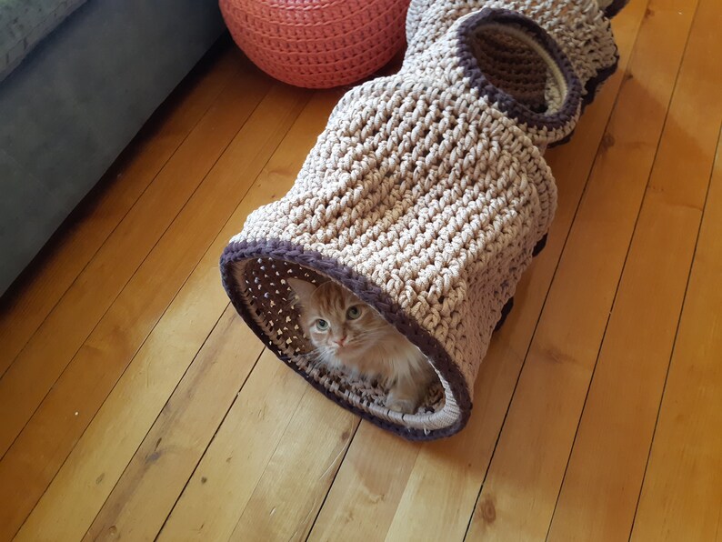 Crocheted pet tunnel Cat cave crochet Cat Dog bed home cocoon Etsy