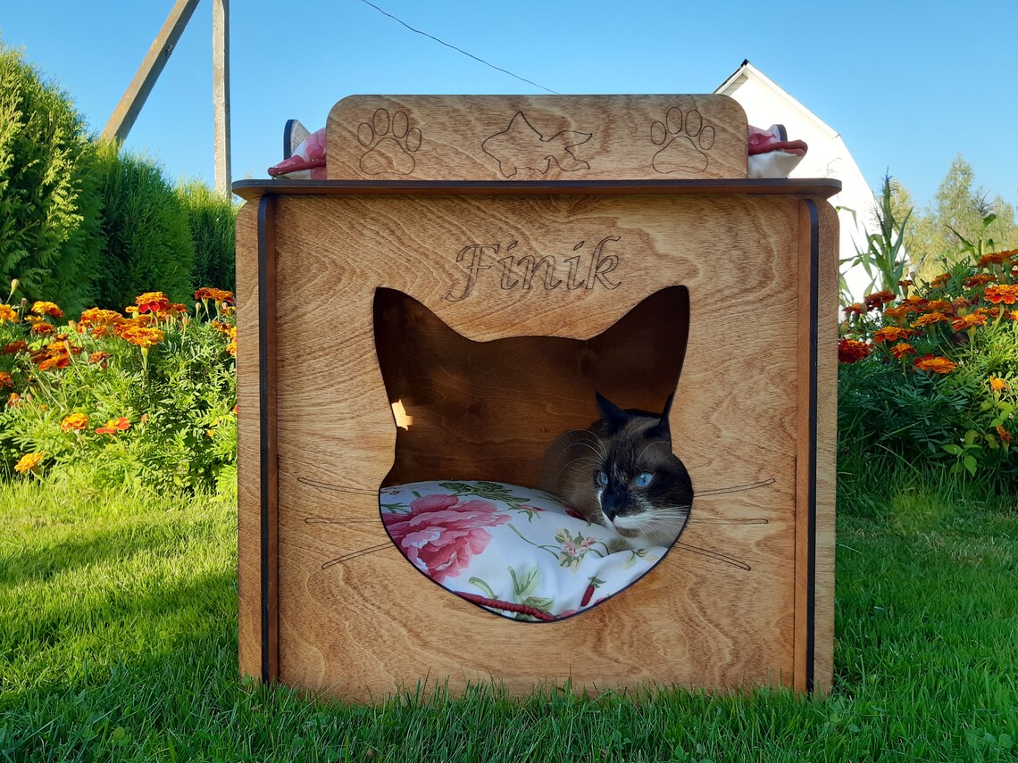 Holz Katze Möbel moderne Katzenhaus Sperrholz Katzenbett | Etsy