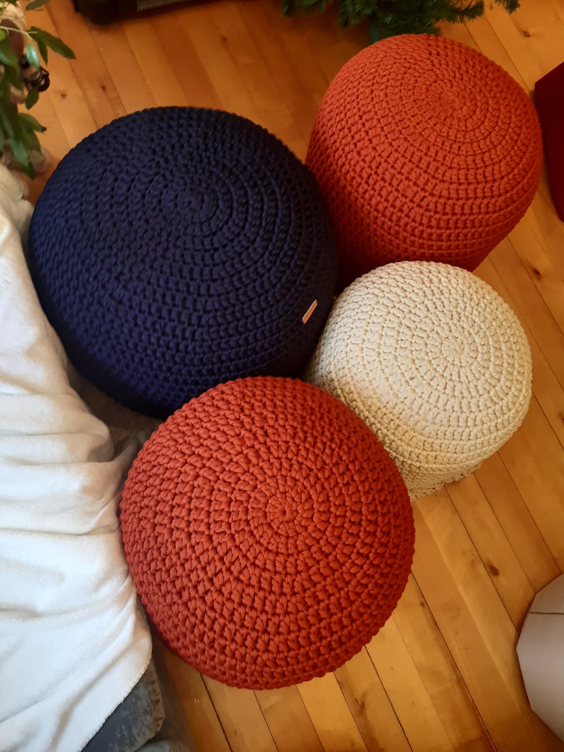 Living room pouf ottoman custom Crochet footstool ottoman Etsy