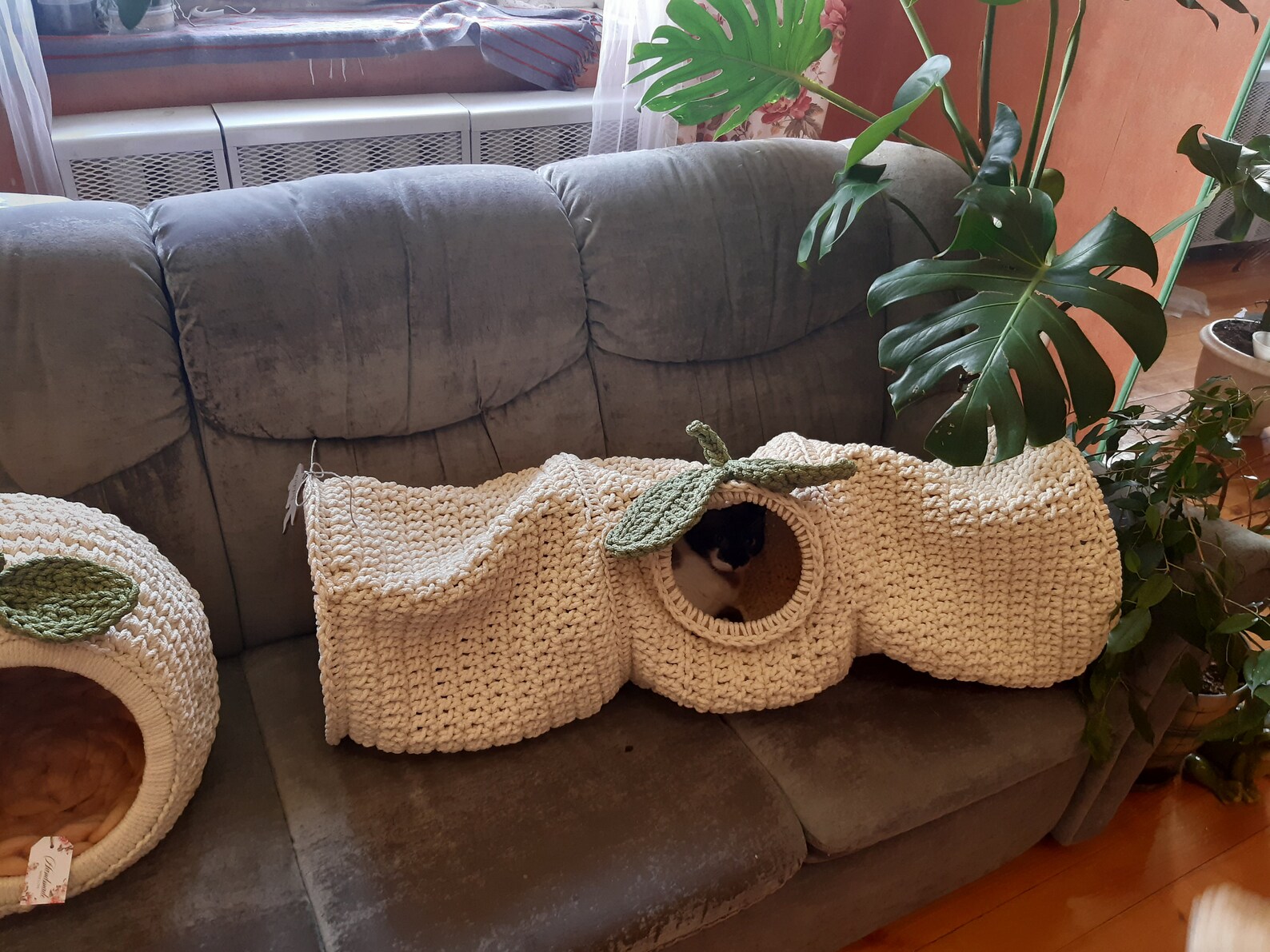 Pattern Crochet cat tunnel PDF tutorial with photo in Eng and Etsy