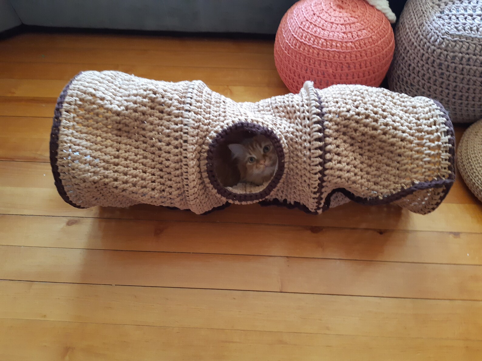 Crocheted pet tunnel Cat cave crochet Cat Dog bed home cocoon Etsy