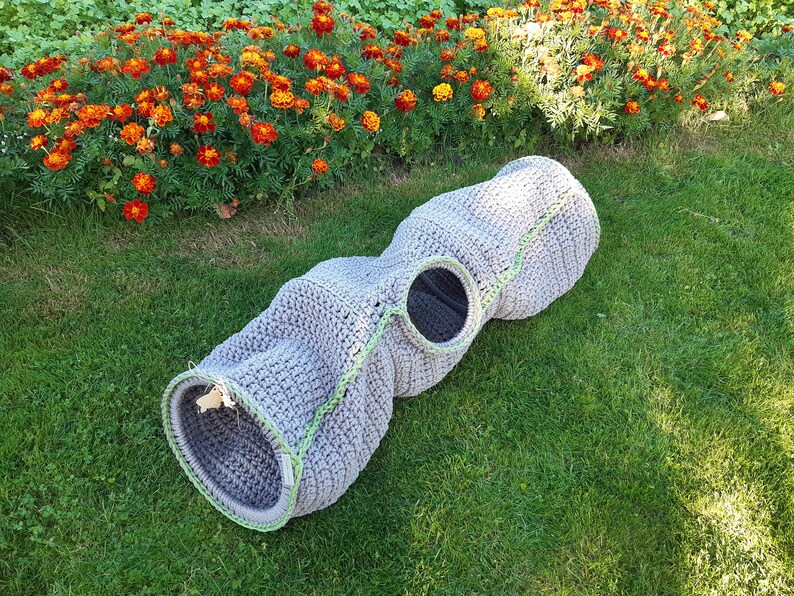 Pattern Crochet cat tunnel PDF tutorial with photo in Eng and Etsy
