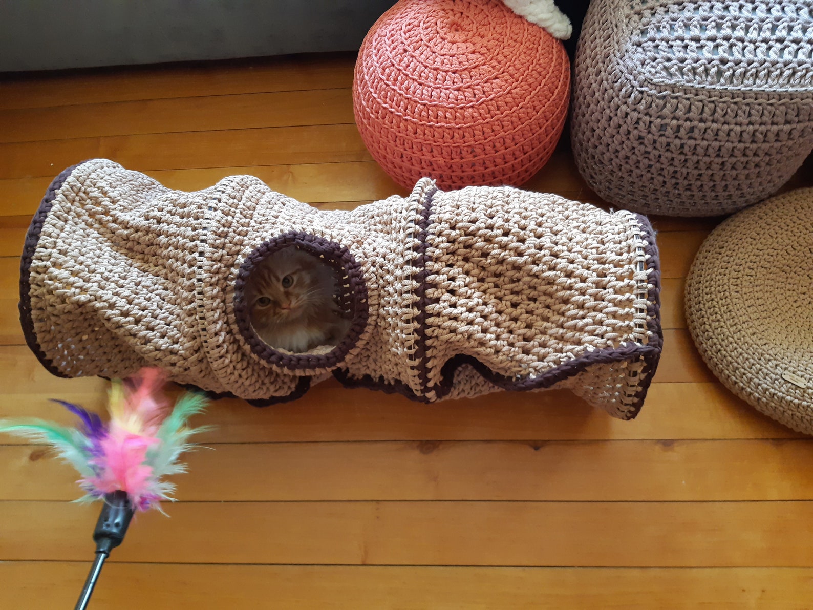 Crocheted pet tunnel Cat cave crochet Cat Dog bed home cocoon Etsy