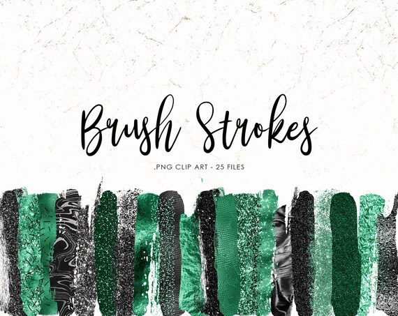 Download Emerald Brush Strokes Clipart Deep Green Paint Strokes Metallic Clip Art Luxury Green Commercial Use