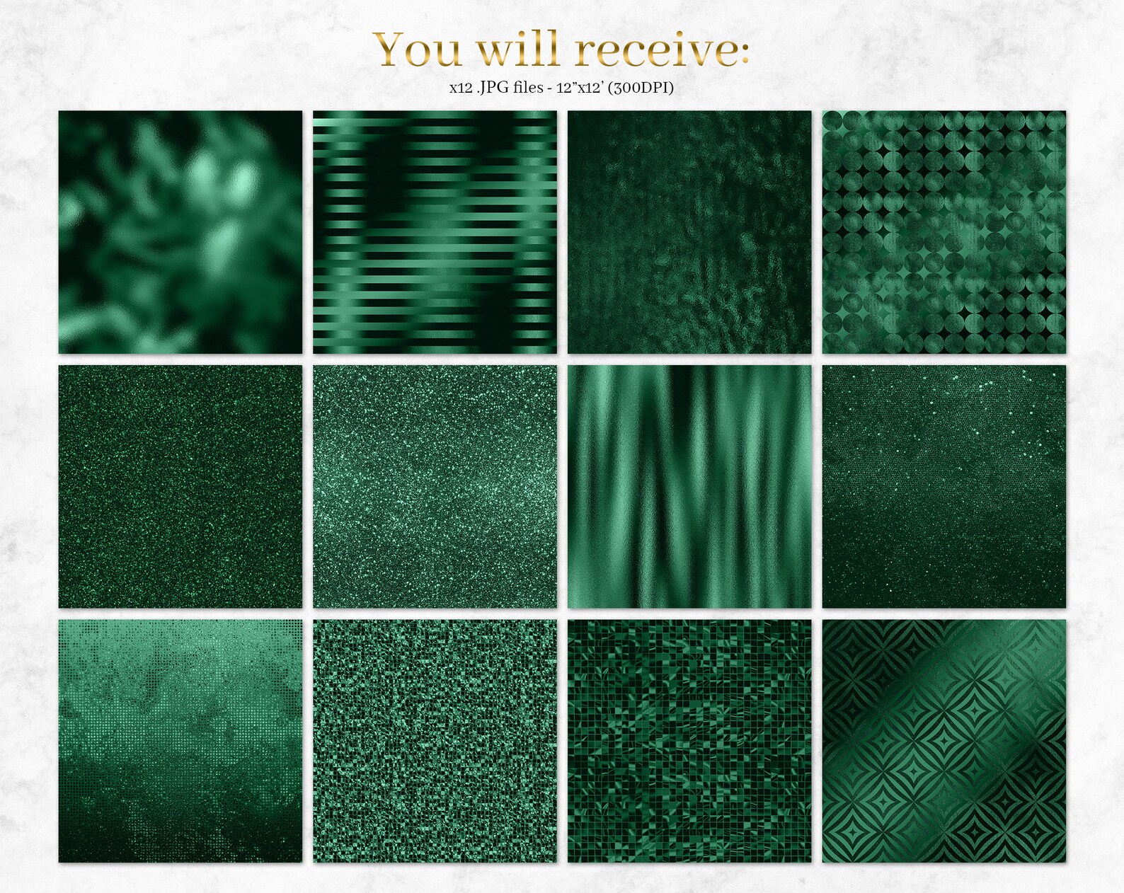 Luxury Emerald Digital Paper Metallic Emerald Textures Etsy