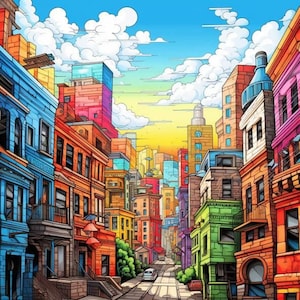 30 Cities, Houses, Squares - Coloring pages for Adults: City Coloring Book | Coloring Book Houses