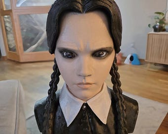 Wednesday Addams head bust Addams Family horror figurine