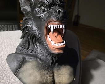 Buste de loup-garou, support mural, souvenirs de film d'horreur, figurine d'accessoire d'halloween, statue d'affichage d'accessoire de film
