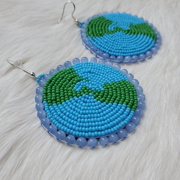 Beaded Earrings/ Earth Earrings/ Beaded Jewelry