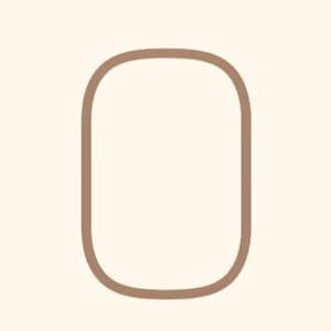 May include: A minimalist design featuring a light brown, rounded rectangle shape with a cream-colored interior. The outline is a solid, soft brown, creating a simple, modern aesthetic. The background is a soft cream color.