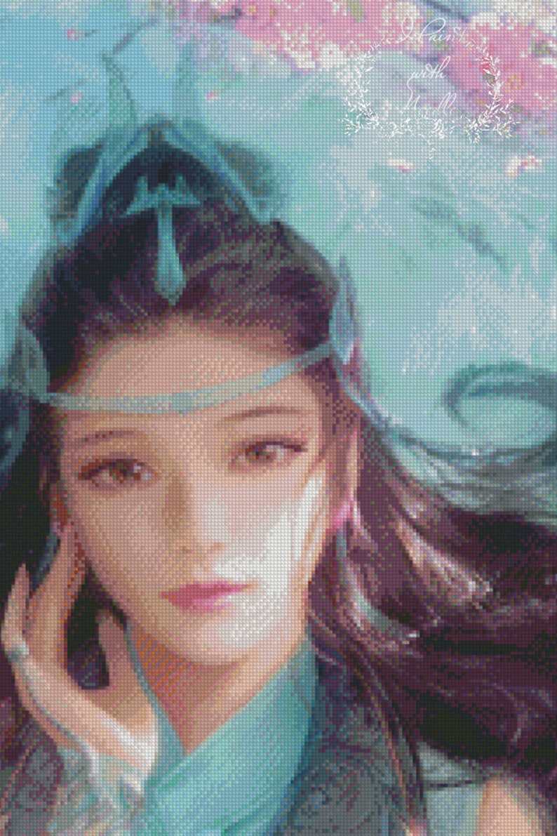 Asian Cross Stitch Pattern PDF Fantasy Cross Stitch Girl Etsy
