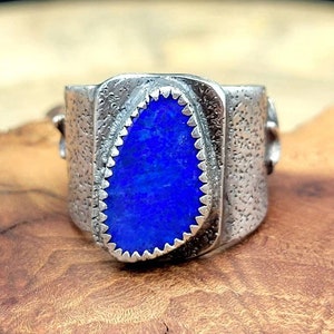 Handmade Bandits Turquoise and Sterling Silver Ring, Size