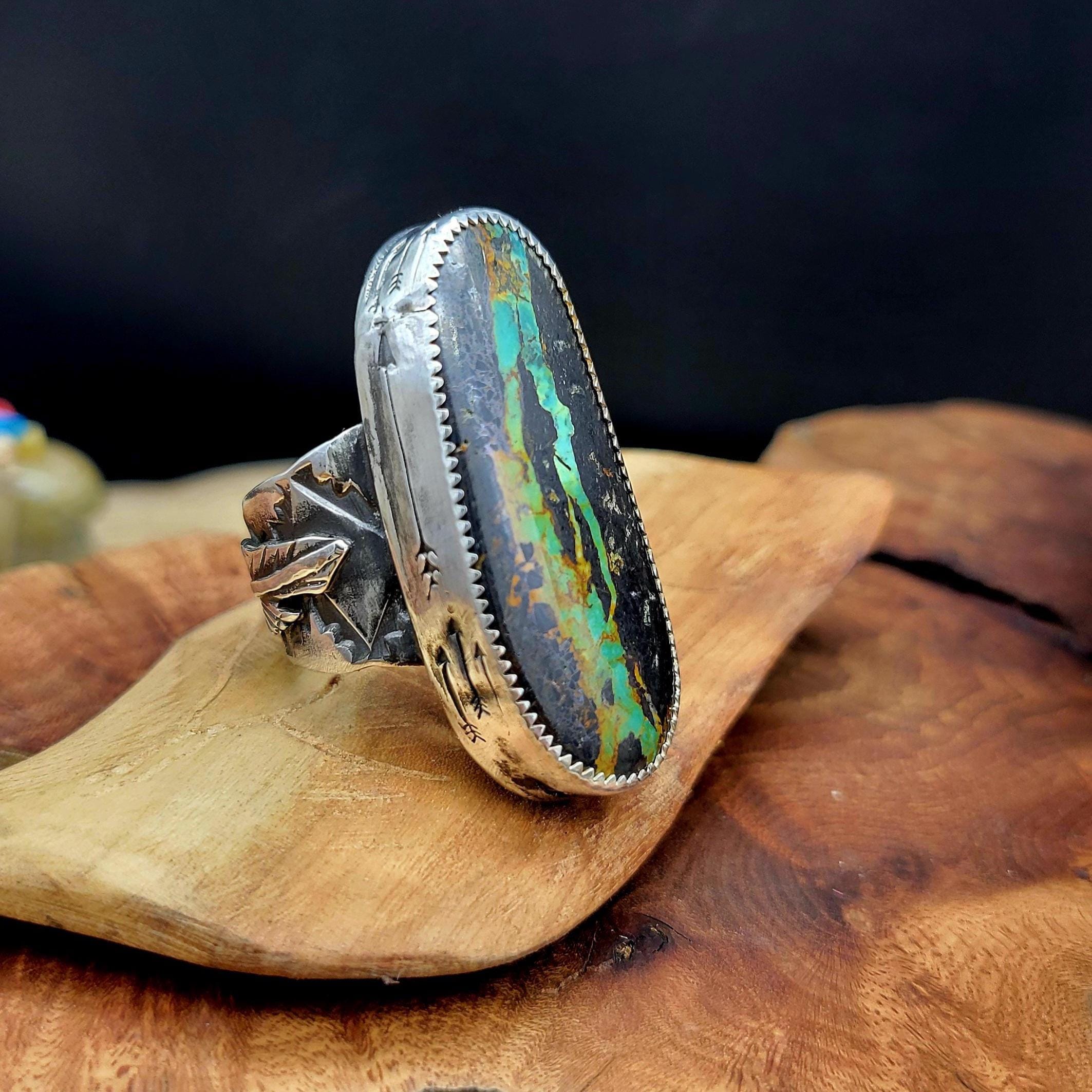 Handmade Blackjack and Sterling Silver Ring.  Size 8.