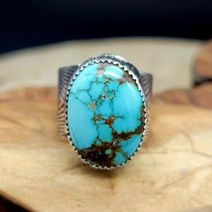 Handmade Bandits Turquoise and Sterling Silver Ring, Size