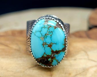 Handmade Bandits Turquoise and Sterling Silver Ring, Size