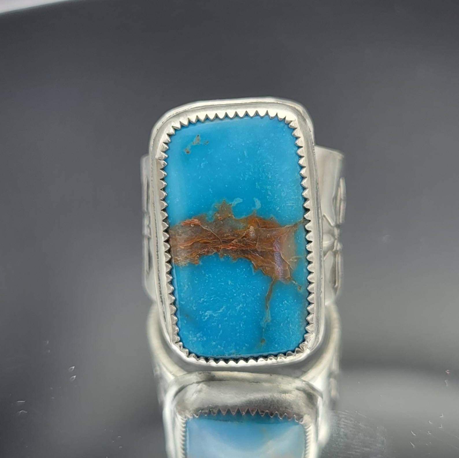 Handmade Bandits Turquoise and Sterling Silver Ring, Size
