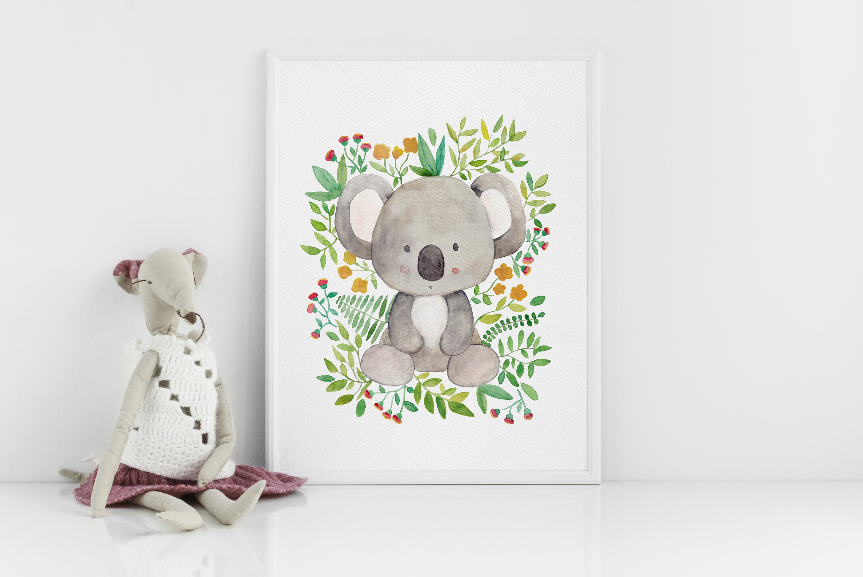 Koala wall art for nursery cute baby animal in nature gift Etsy