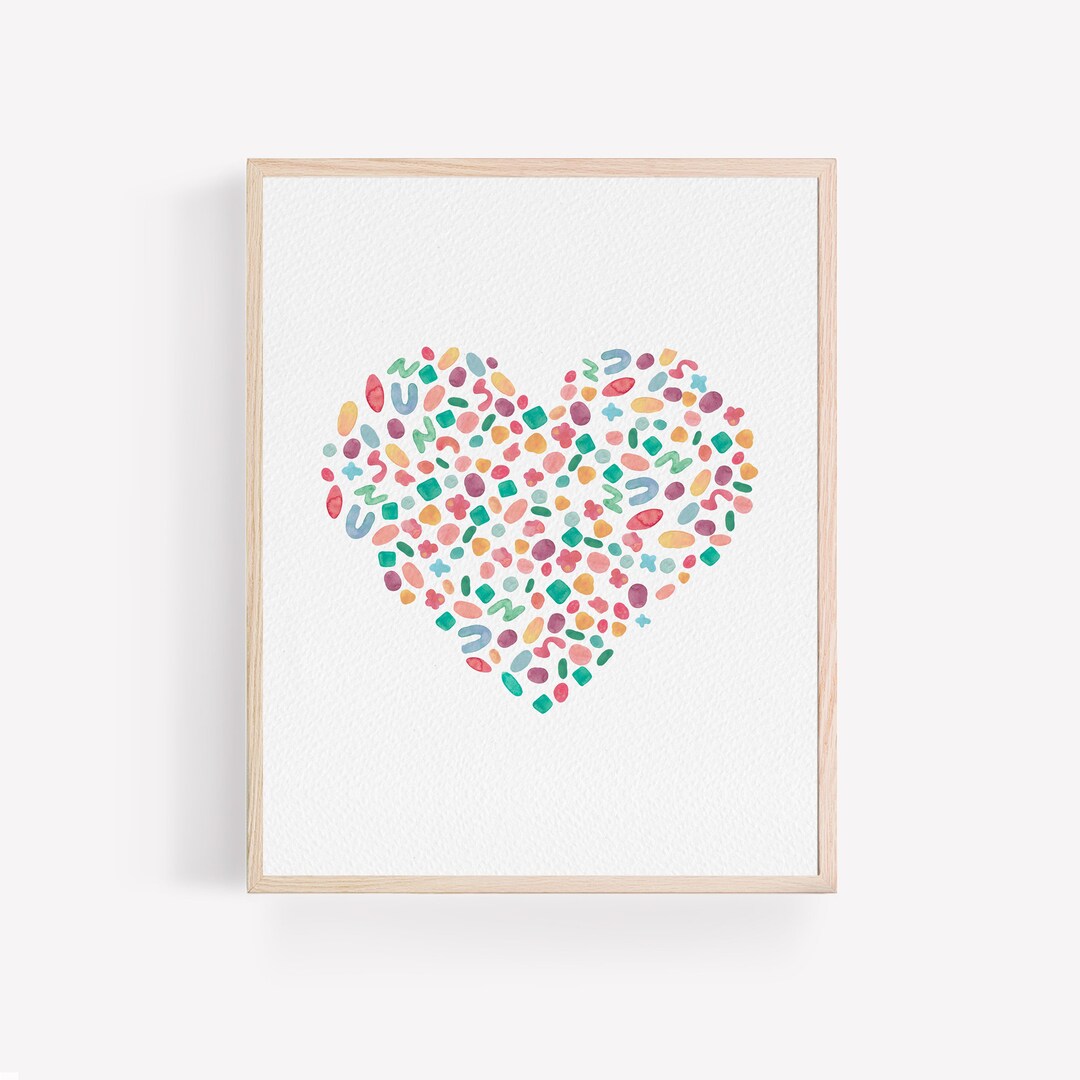 Abstract Heart Wall Art for Nursery, Nursery Wall Art Girl, Heart Art
