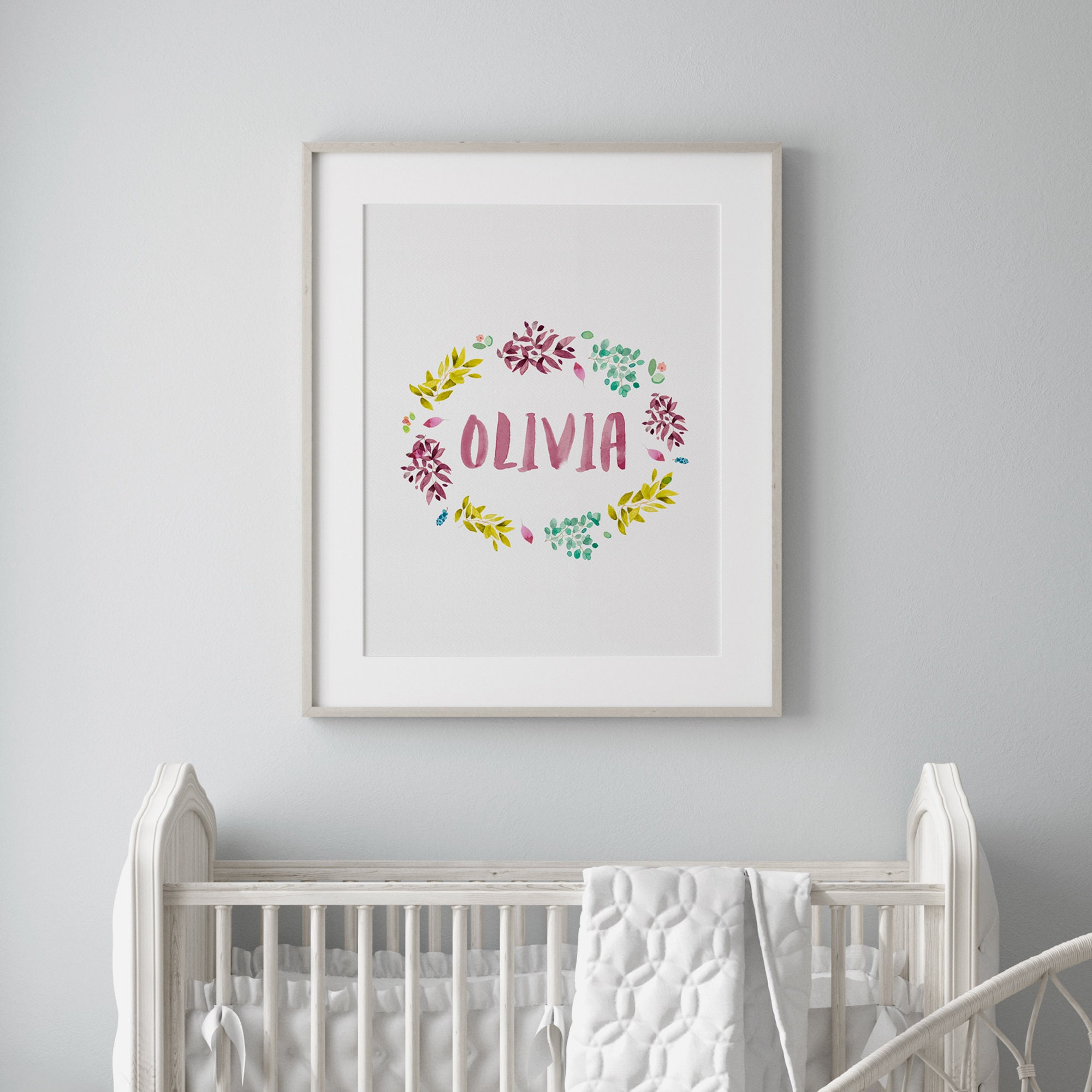 Personalized Baby Girl Name Art Print Custom Gift New Born Etsy