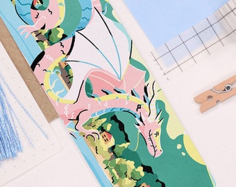 Fuji Dragon Aluminium Bookmark - Mother's Day Gift - Illustration Bookmark - Book gadget - Mountain Art - Kawaii Gift - Woodblock Print Art
