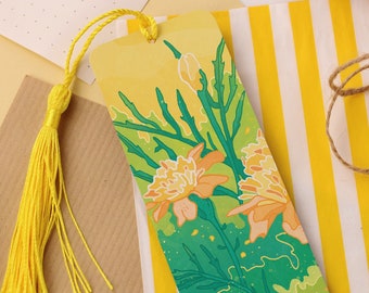 Yellow Flowers Aluminium Bookmark - Christmas Gift for Her - Illustration Bookmark - Book gadget - Stocking Filler Gift -Nature Illustration