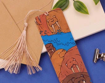 Walruses Aluminium Bookmark - Illustration Bookmark - Book gadget - Endangered Animals - Father's Day Gift- Wildlife Illustration - Arctic