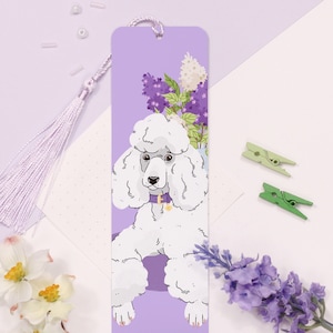 White Poodle Aluminium Bookmark - Christmas Gift - Illustration Bookmark - Book gadget - Dog Breeds - Puppy Illustration - Stocking Filler