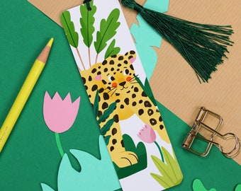 Leopard Aluminium Bookmark - Illustration Bookmark - Book Accessory - Jungle Wild Cat Illustration - Exotic Vibes - Cat Art